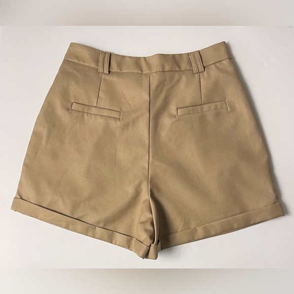 J.ING Tan Pleat Detail A-Line High Wide Leg Rise Shorts 90’s  Large Like New - Picture 3 of 9